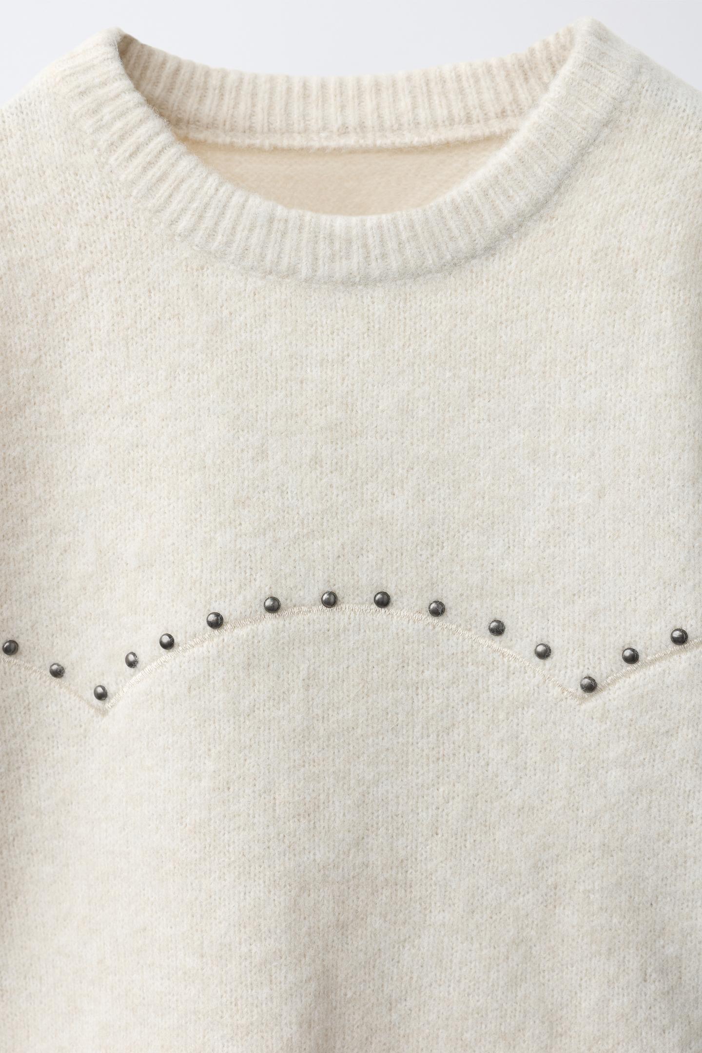 Детский свитер Zara Studded, цвет: Экрю — фото 4