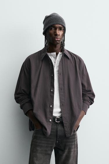 Zara RELAXED FIT PLAID SHIRT - Black / Brown