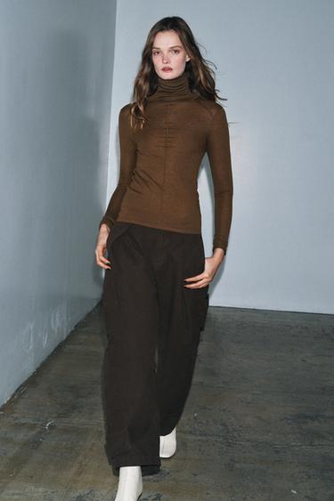 WOOL KNIT HIGH NECK JUMPER - Khaki by Zara - Image 3