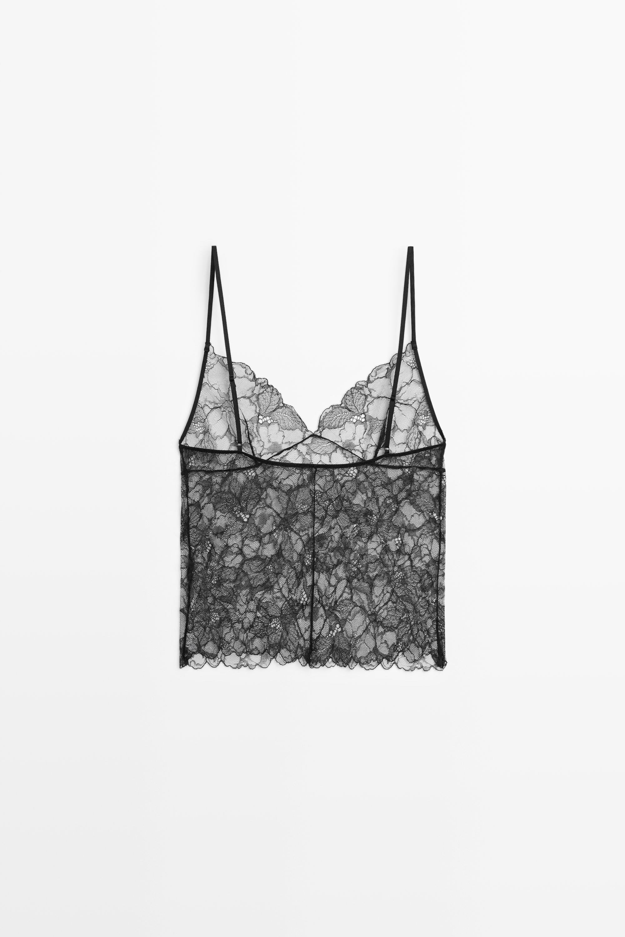 Transparent lace camisole top