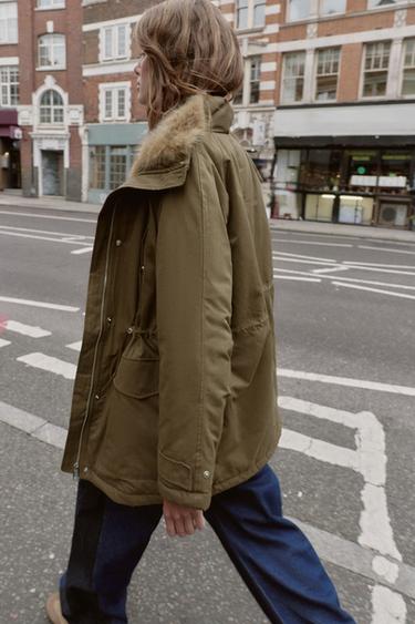 PARKA REMBOURRÉE INTÉRIEUR EFFET FOURRURE - Kaki de Zara - Image 6