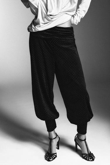 PANTALON BAGGY EN VELOURS BRILLANT - Noir de Zara - Image 2