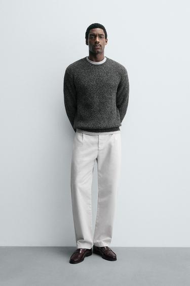 Zara PURL KNIT JUMPER - Gray / Blue