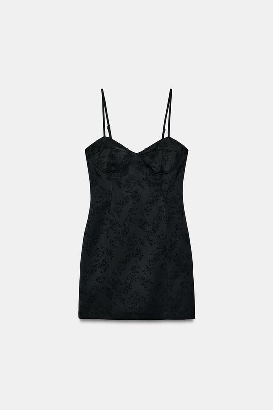 VESTIDO MINI JACQUARD - Negro de Zara - Imagen 0