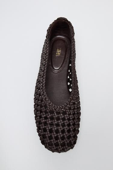 BRAIDED BALLET FLATS - Brown by Zara