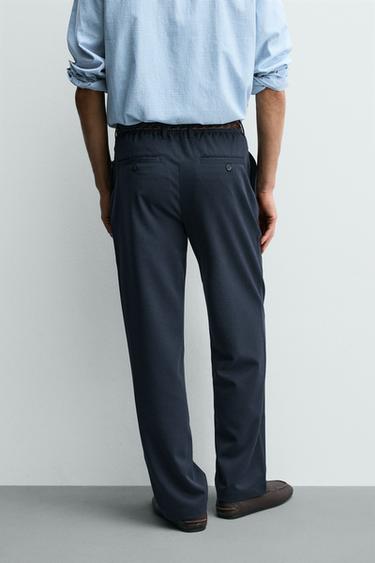 COMFORT STRAIGHT-LEG TROUSERS - Navy blue by Zara - Image 2