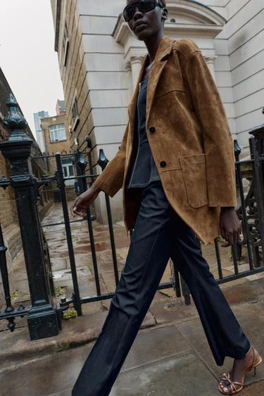 100% LEATHER LONG JACKET - whisky by Zara
