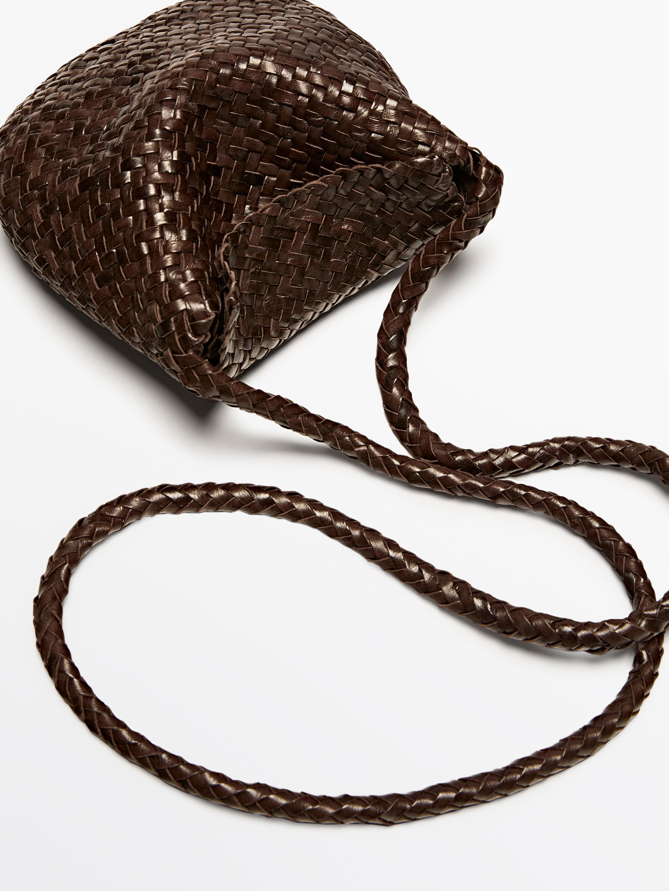 Sac à bandoulière tressé en cuir nappa