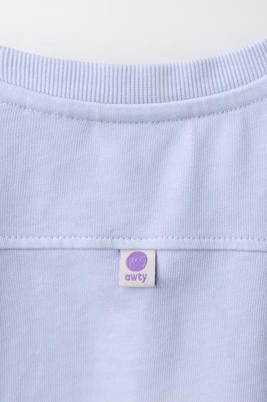 PLAIN T-SHIRT WITH LABEL - Blue / Lavender by Zara - Image 3