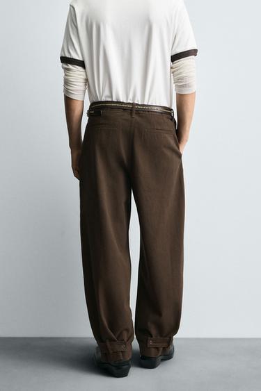 Zara BALLOON FIT PANTS - Brown