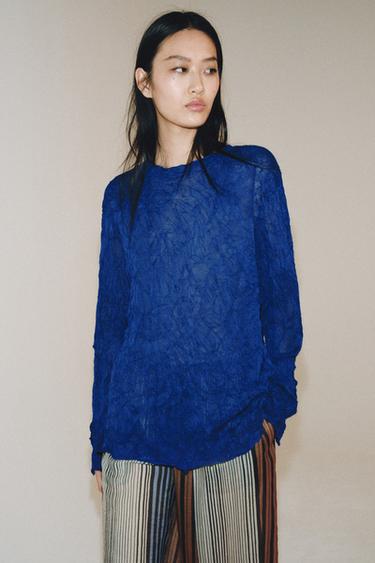 CRUMPLED EFFECT KNIT JUMPER - Cornflower blue by Zara - Image 4