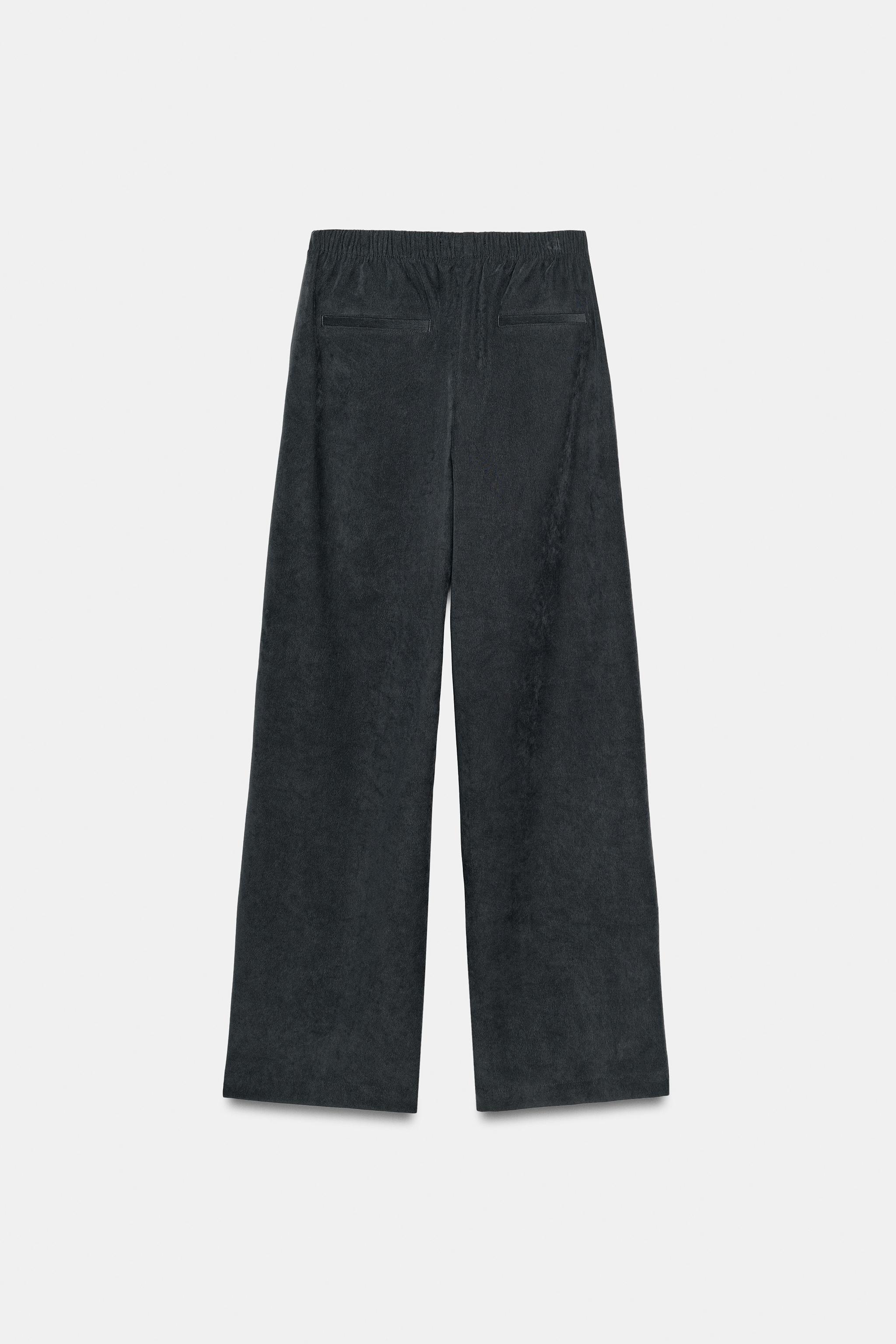 Женские брюки Zara ELASTIC WAIST WIDE LEG TROUSERS — фото 7
