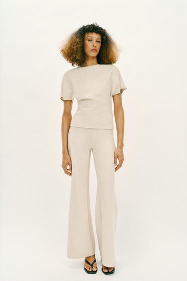 Zara TOP SA PROREZOM I KRATKIM RUKAVIMA – Ekru