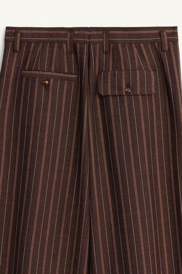 PANTALON WIDE FIT À RAYURES ÉDITION LIMITÉE - marron/blanc de Zara - Image 8