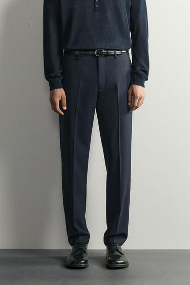 REGULAR FIT WOOL BLEND SUIT TROUSERS - Navy blue by Zara