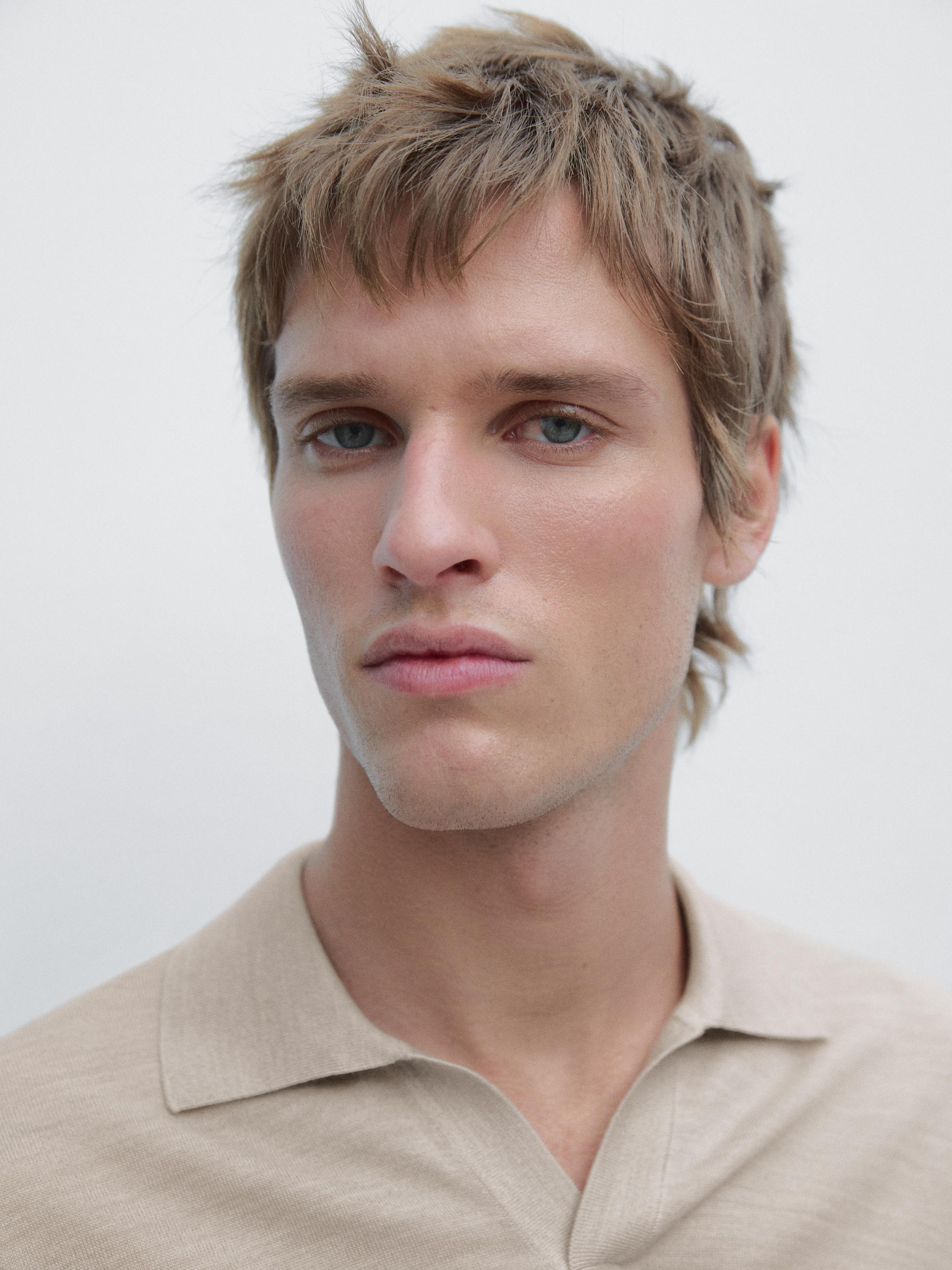 Knit V-neck polo shirt