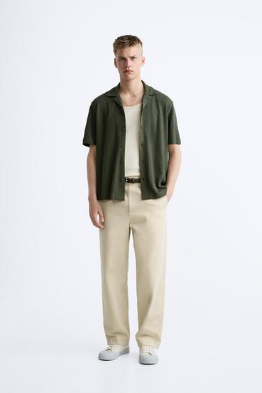 РУБАШКА ИЗ РЕЛЬЕФНОЙ ТКАНИ — ХАКИ от Zara — изображение 0