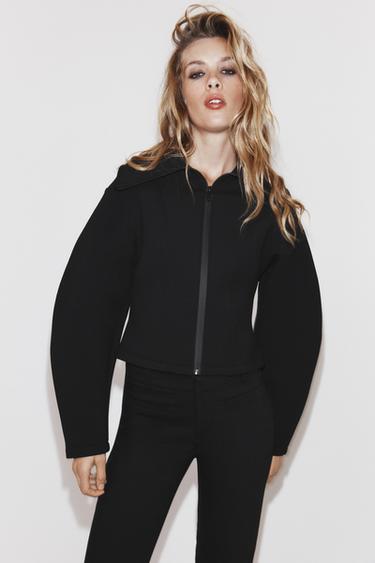 FITTED NEOPRENE-EFFECT JACKET - Black by Zara