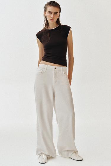 BLUZË EFEKT DOPJO MËNGË TË SHKURTRA - Çokollatë nga Zara