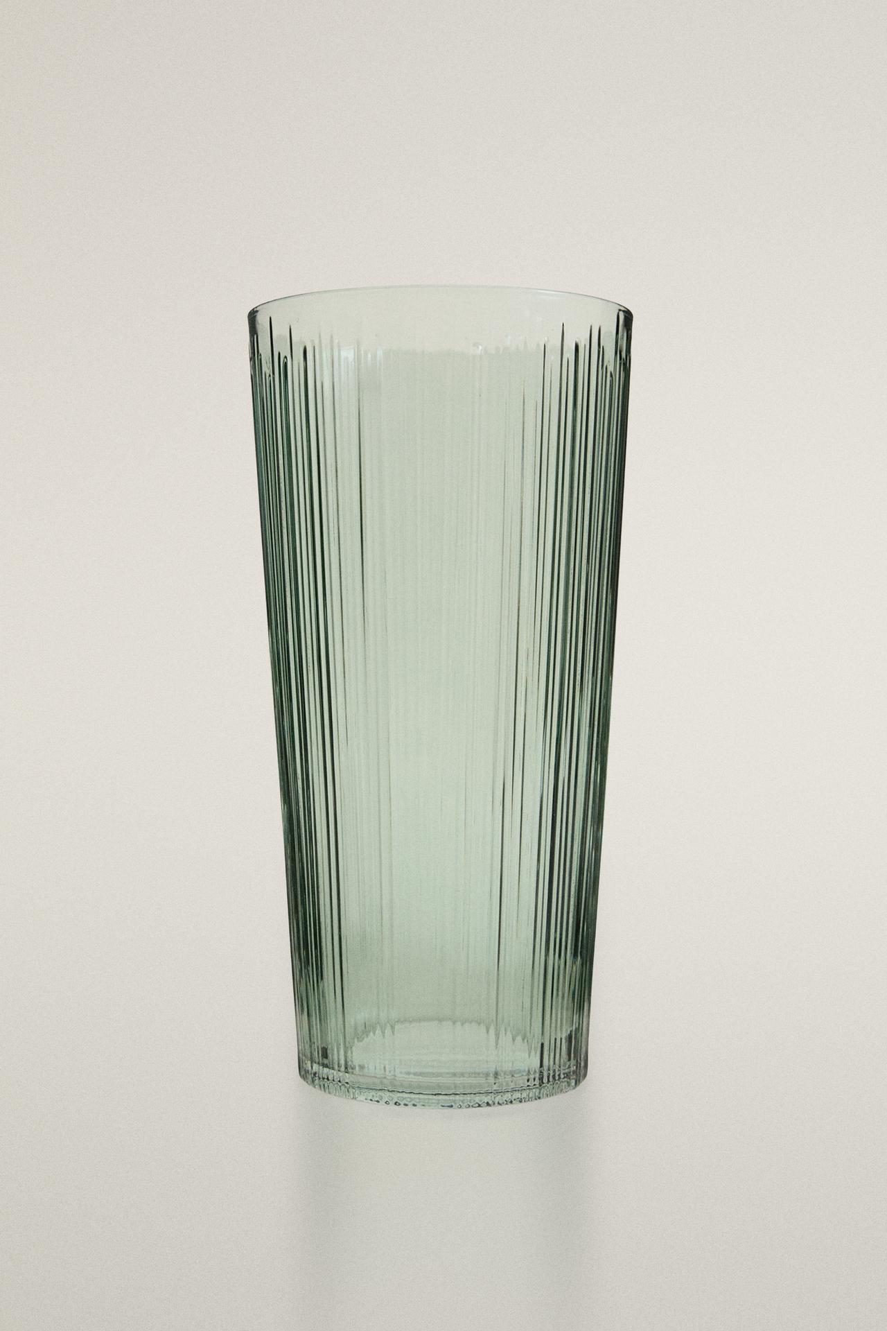 TALL DECORATIVE GLASS VASE — Green