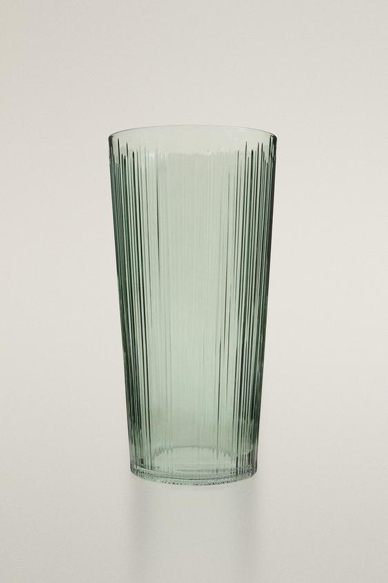 DECORATIVE TALL GLASS VASE - Green by Zara - Image 0