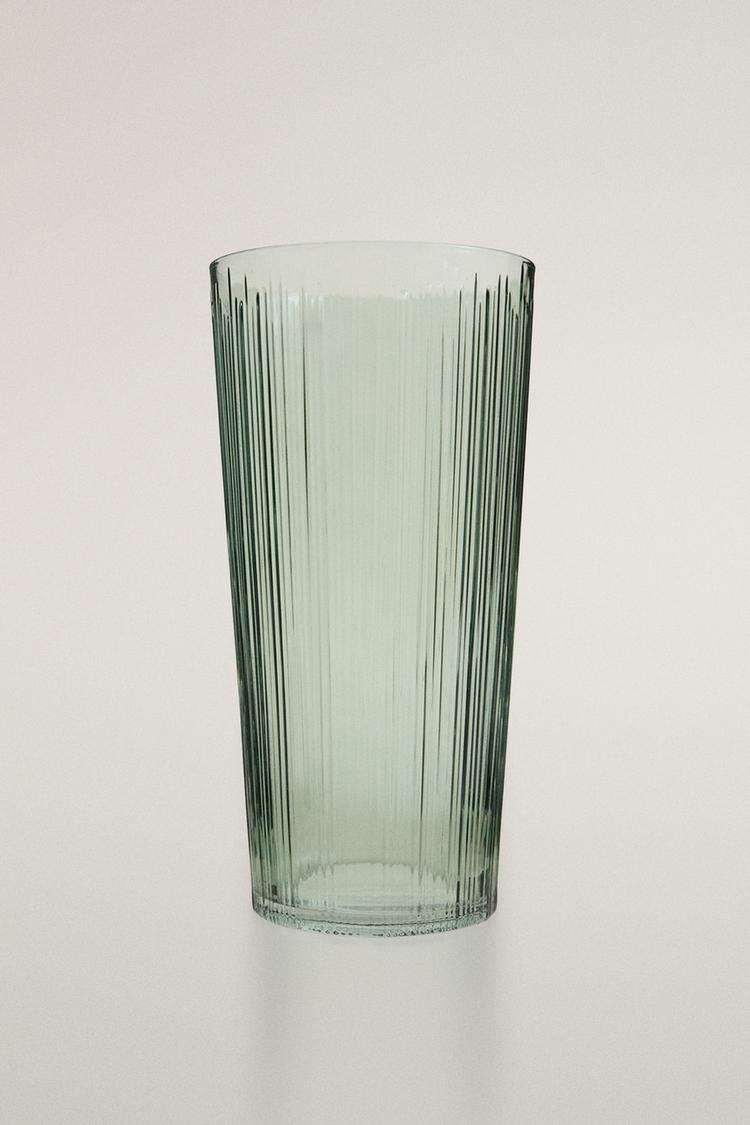 TALL DECORATIVE GLASS VASE — Green