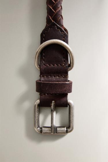 BRAIDED LEATHER DOG COLLAR - Brown by Zara - Image 3