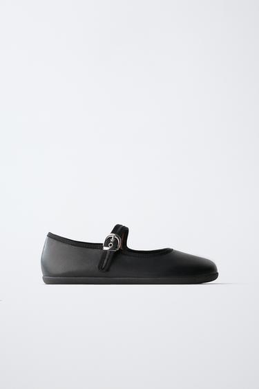 LEATHER BAREFOOT BALLET PUMPS - Black by Zara