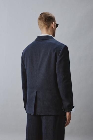 DOUBLE-BREASTED LINEN/COTTON SUIT BLAZER - Indigo by Zara - Image 2