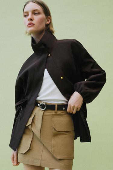 VESTE COL MONTANT TAILLE AJUSTABLE - Marron de Zara - Image 3