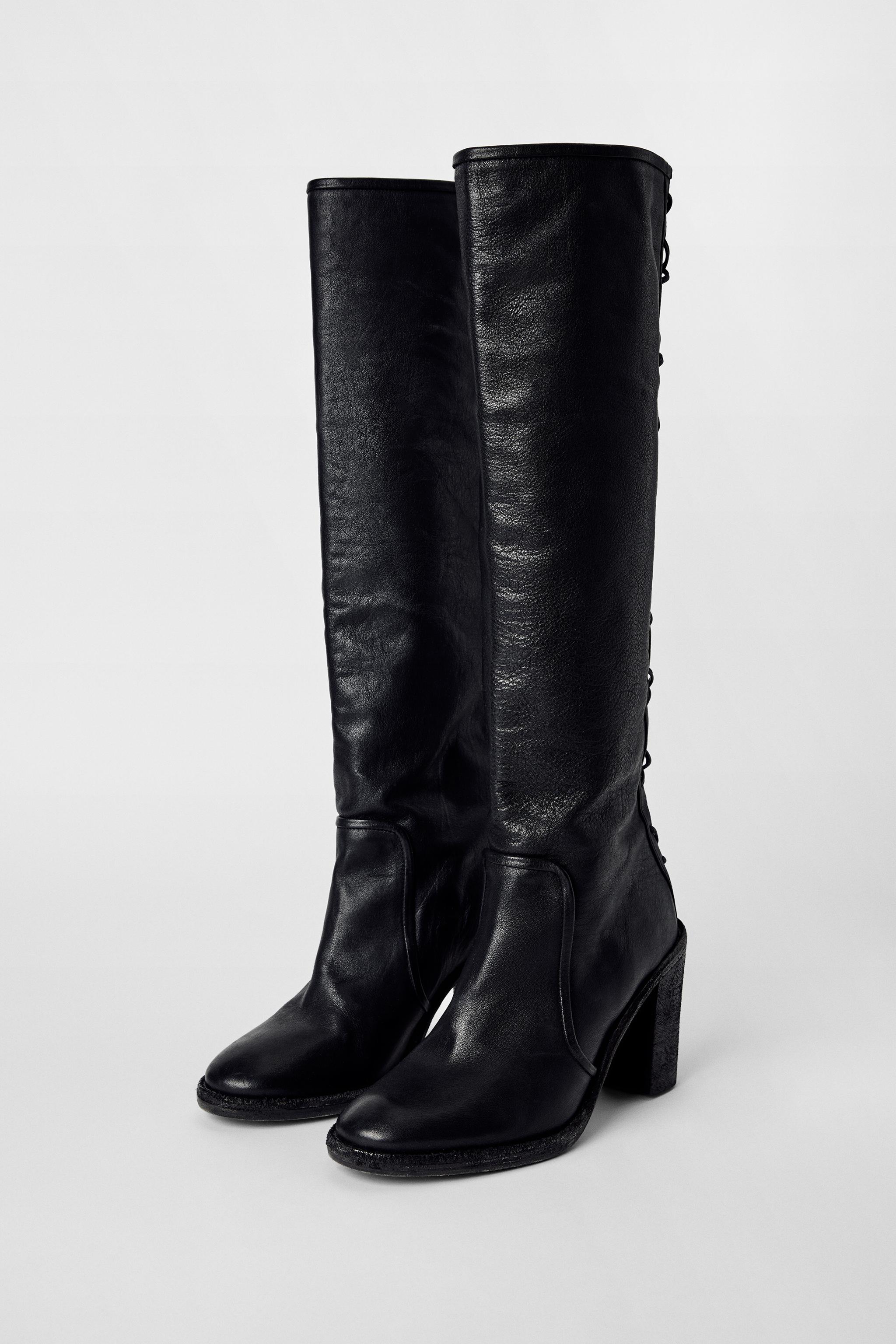 バックルレザーアンクルブーツ KATE MOSS X ZARA 1104/610 LEATHER BUCKLE ANKLE BOOTS KATE MOSS X ZARA - Black | ZARA