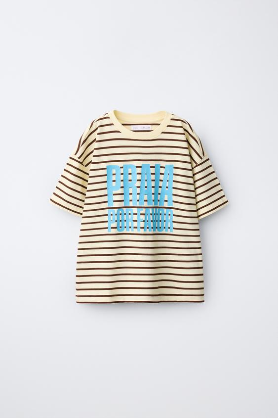 CAMISETA RAYAS ESTAMPADO TEXTO - 257 de Zara - Imagen 0