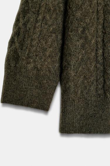 OVERSIZED CABLE KNIT JUMPER - Khaki by Zara - Image 6