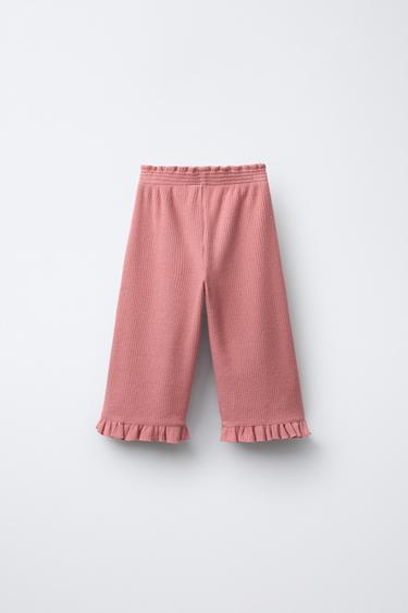 JUPE-CULOTTE WAFFLE À VOLANTS - Rose pâle de Zara - Image 1