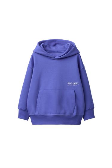 سويت شيرت بغطاء رأس ونص - أزرق فاتح الخاص بـ Zara