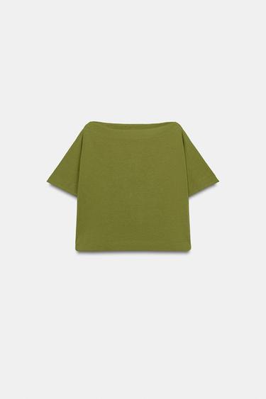 TOP COURT EFFET CAPE - Vert olive de Zara - Image 4