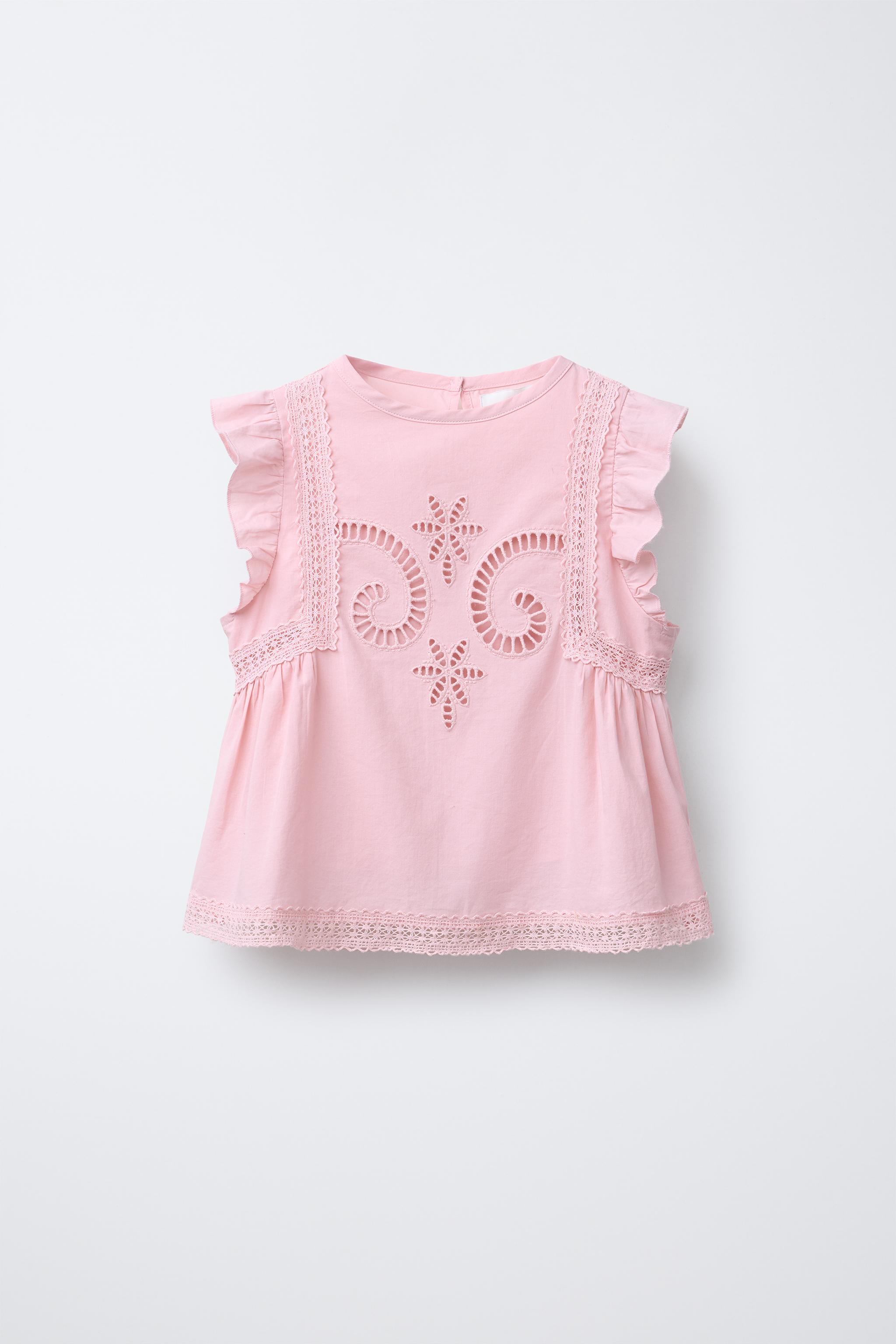 LACE EMBROIDERED SHIRT - Pastel pink | ZARA United States LACE EMBROIDERED SHIRT - Pastel pink | ZARA United States