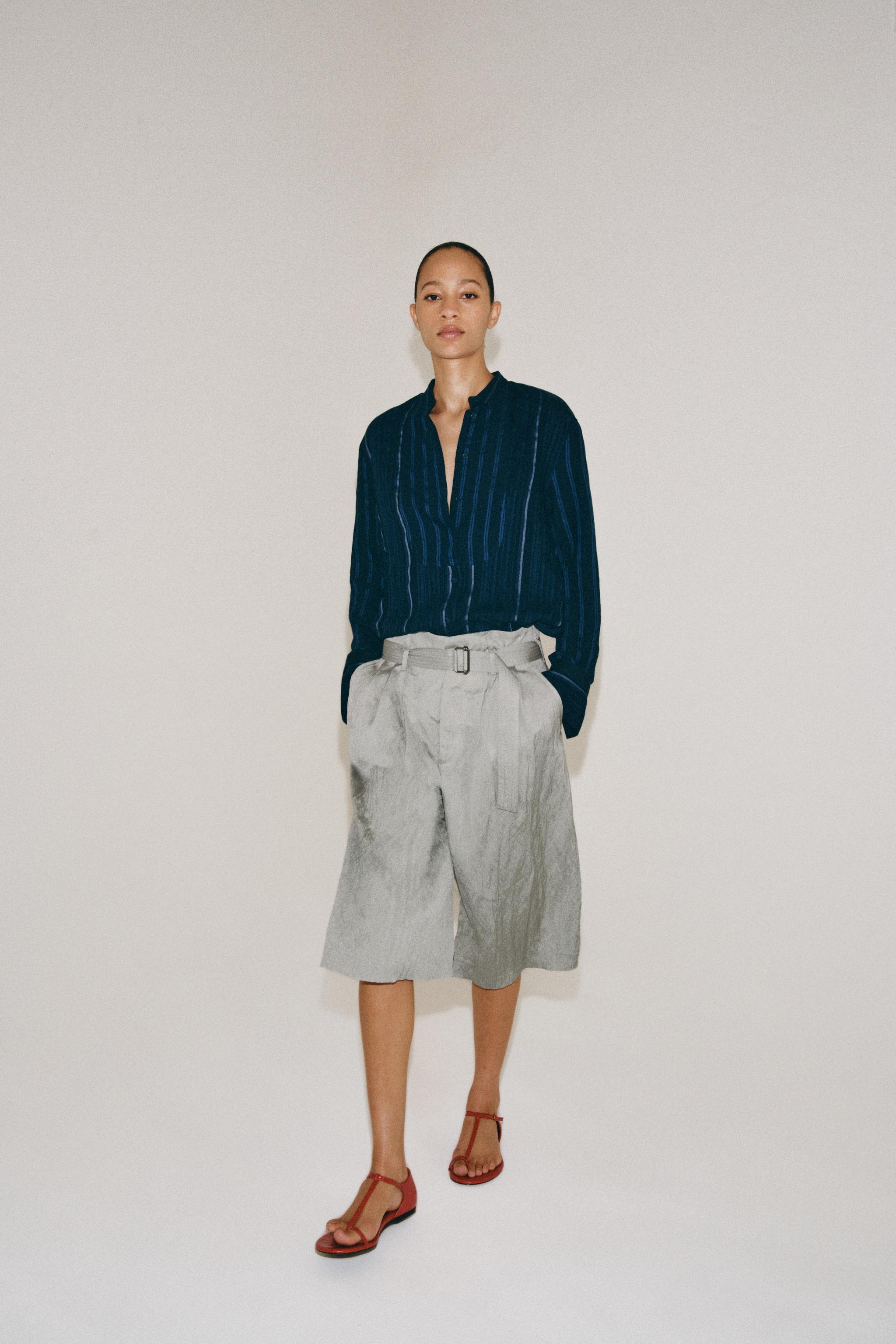 ZW COLLECTION STRIPED BIB SHIRT