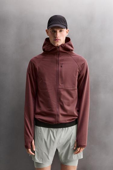 CONTRAST HOODED TECHNICAL JACKET - Dark pink by Zara