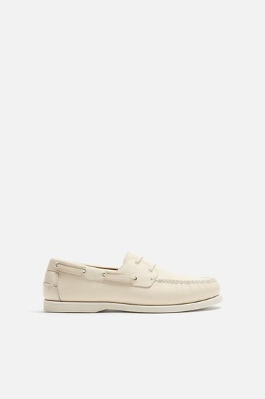 LIMITED EDITION LEATHER DECK SHOES - White by Zara