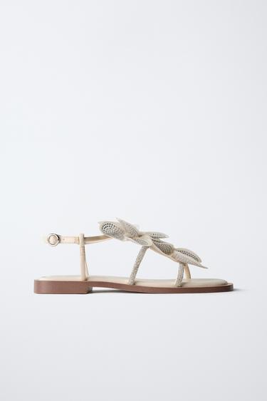 SANDALIA MAXI FLOR STRASS - Blanco Crudo de Zara