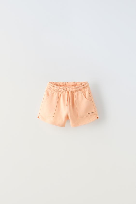 PLUSH JERSEY BERMUDA SHORTS WITH POCKETS - Tangerine | ZARA Georgia