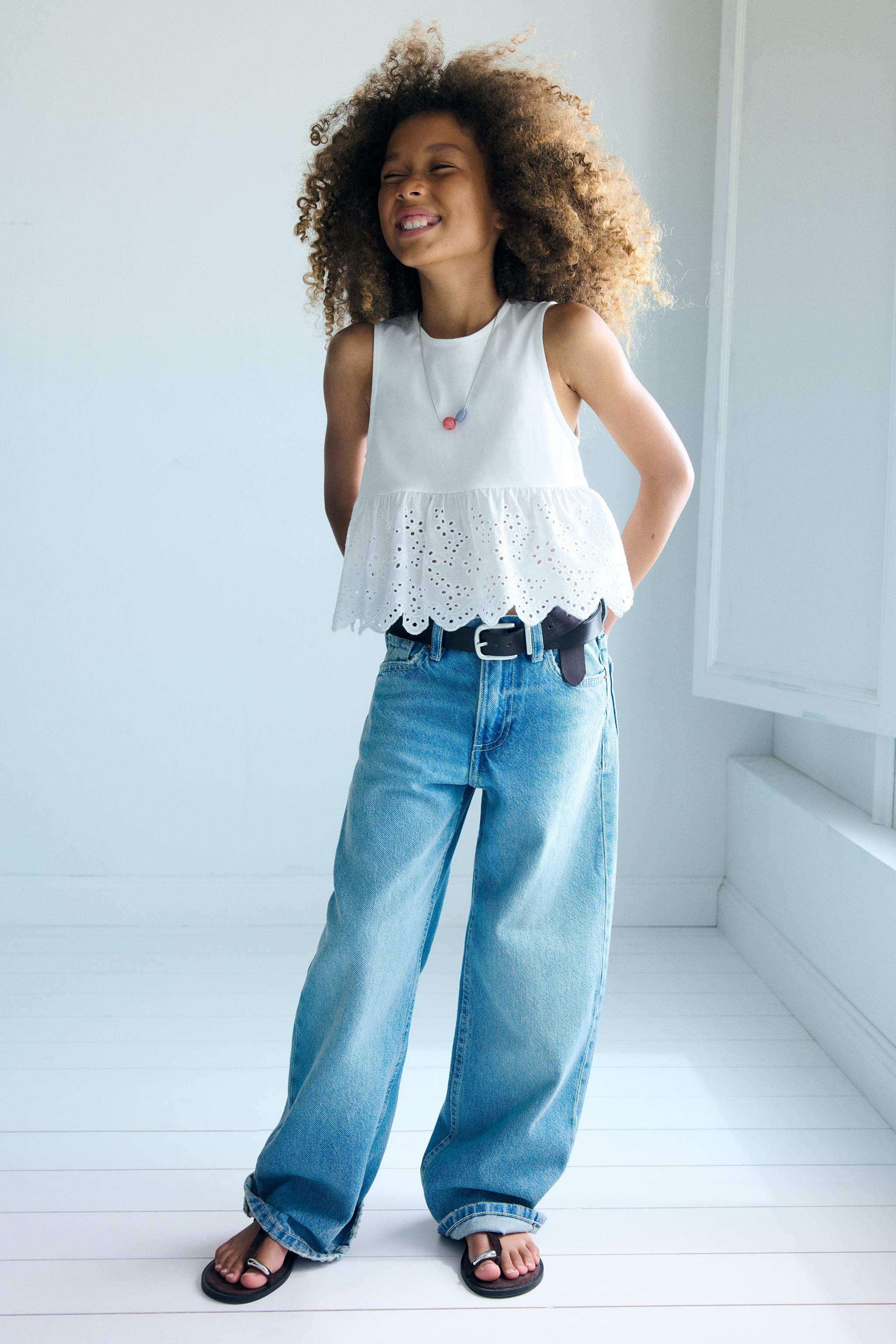 Детские футболки Zara SWISS EMBROIDERY CONTRAST T-SHIRT