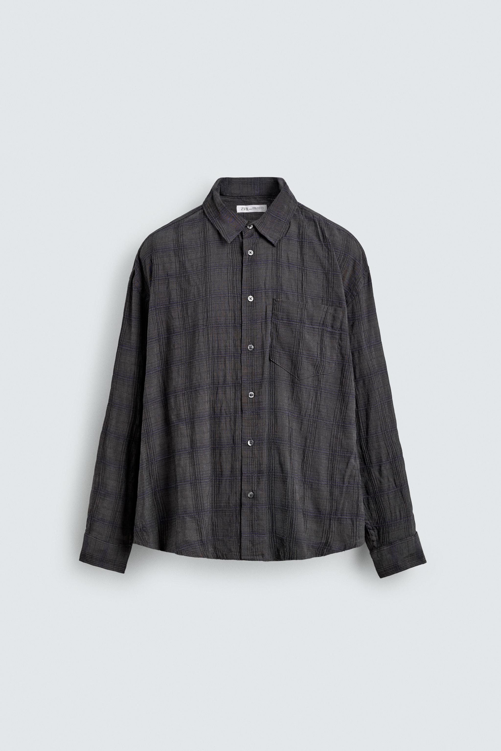 RELAXED FIT CHECK SHIRT — Anthracite grey