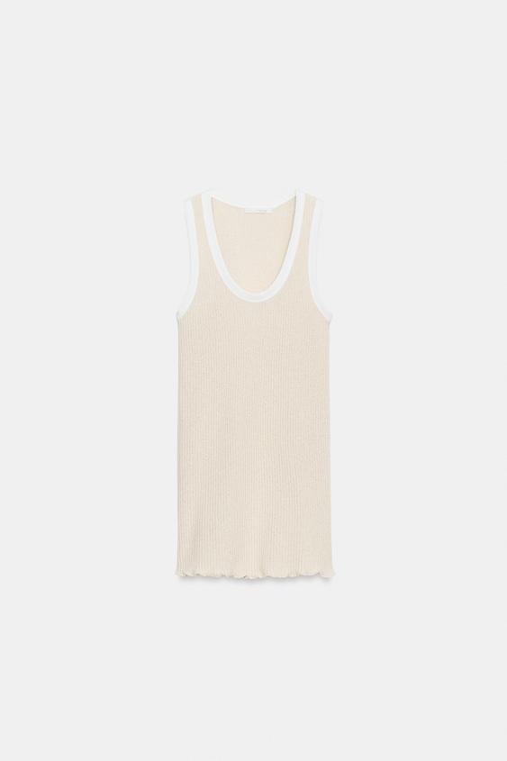 TOP À LISERÉS EN CONTRASTE - Beige de Zara - Image 6
