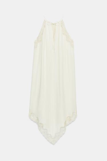 ROBE EN MATIÈRES VARIÉES ET DENTELLE ZW COLLECTION - Écru de Zara - Image 8