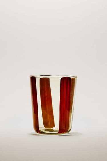 STRIPED GLASS TUMBLER - Brown by Zara