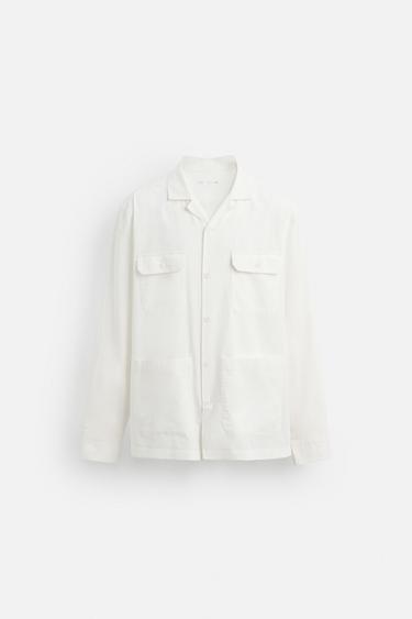 CHEMISE COTON À POCHES - Blanc cassé de Zara - Image 6