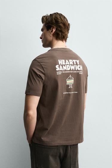 T-SHIRT BRODÉ SANDWICH - Marron clair de Zara - Image 2