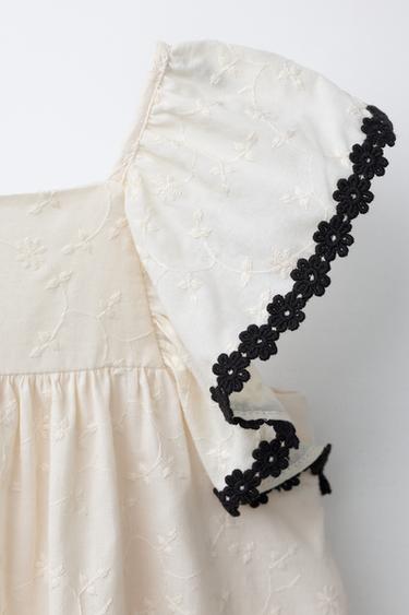ROBE BRODERIES CONTRASTE - Écru de Zara - Image 2